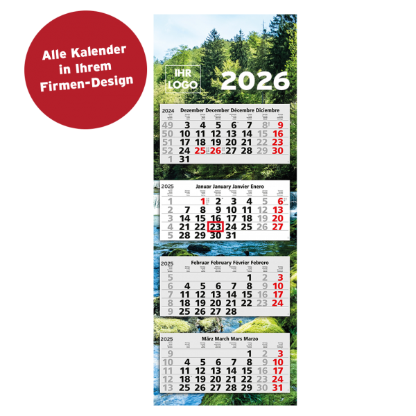 Individueller 4-Monats-Wandplaner – 4 Einzelblätter pro Ansicht